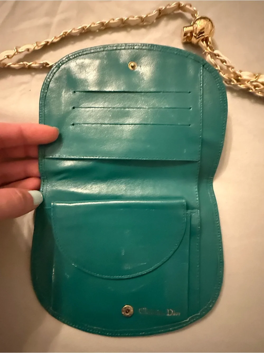 Dior Teal Leather Pouch Wallet